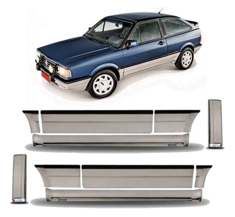 Jogo Aplique Friso Lateral Volkswagen Gol Gti 89 A 92 Prata
